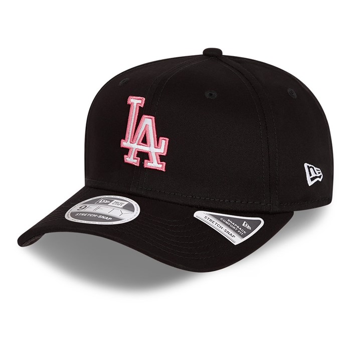 LA Dodgers Neon Pop 9FIFTY Stretch Snap Lippis Mustat - New Era Lippikset Outlet FI-215389